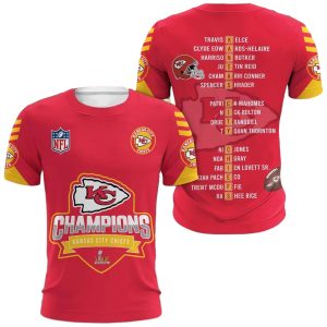 Kansas City Chiefs 2025 Super Bowl LIX Champions Red Yellow AOP Shirt