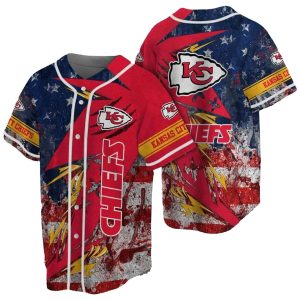Kansas City Chiefs American Flag Pattern Baseball Jersey