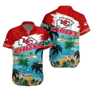 Kansas City Chiefs Graphic Hawaiian Shirt with Coconut Tree – Unisex Aloha Tee