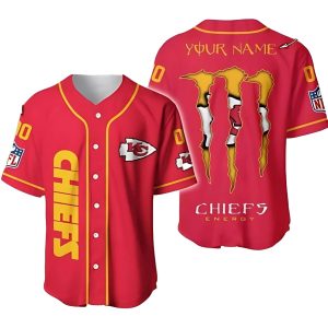 Personalized Kansas City Chiefs Monster Energy Baseball Jersey
