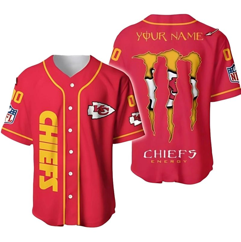 Kansas City Chiefs Bold Red Personalized Baseball Jersey