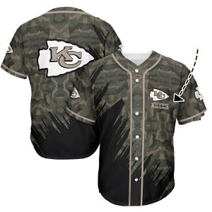 Personalized Kansas City Chiefs Logo Camo Baseball Jersey