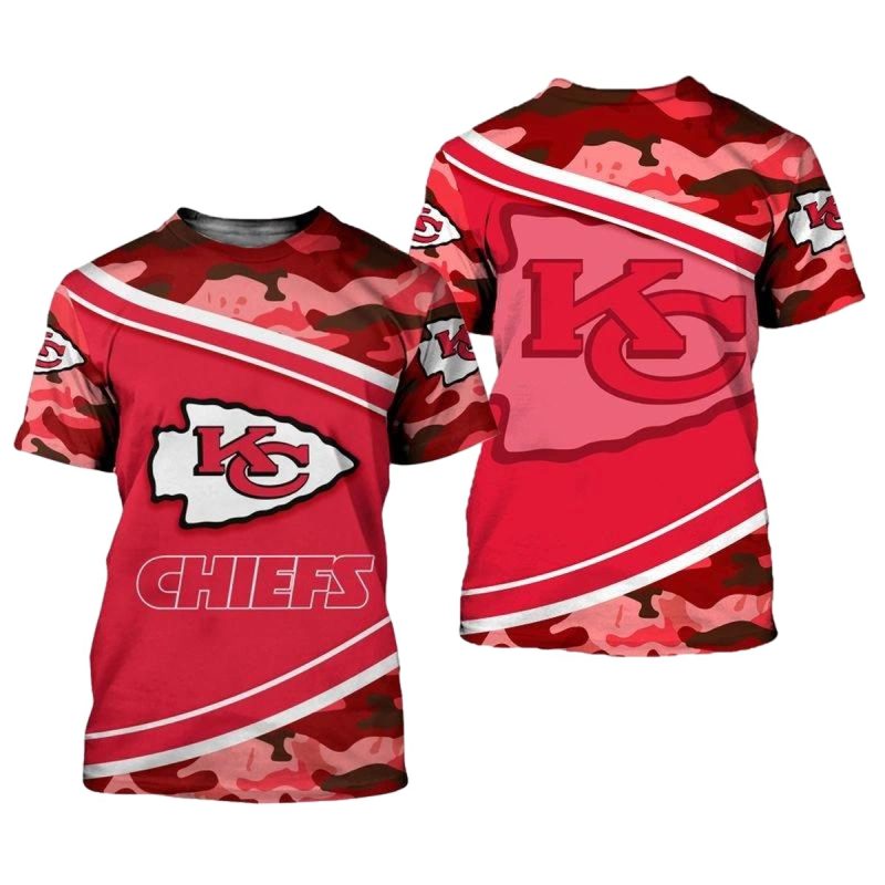 Kansas City Chiefs Camo Limited Edition All Over Print T Shirt Unisex Size Nla0013102 T50O8