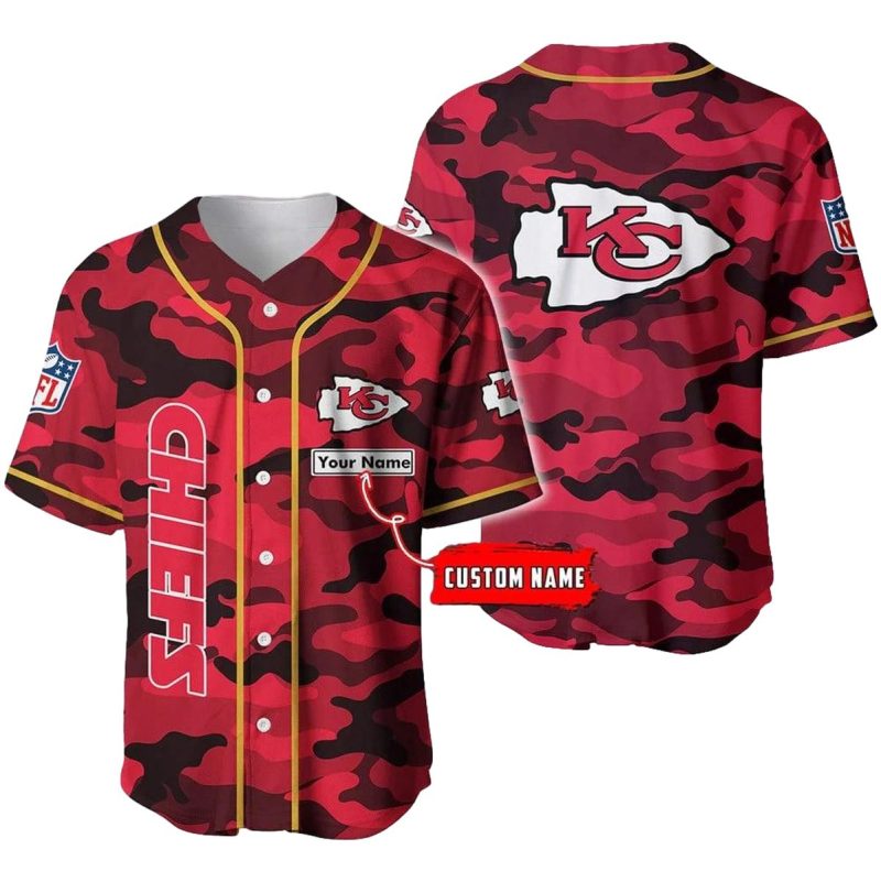 Kansas City Chiefs Camo Night Personalized Baseball Jersey