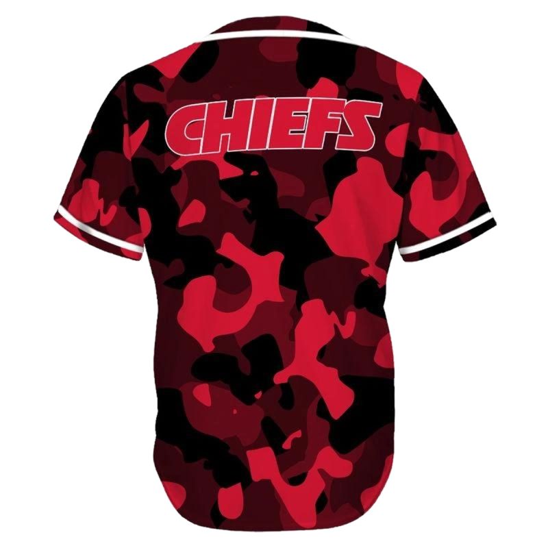Kansas City Chiefs Camouflage Patterns Baseball Jersey Back