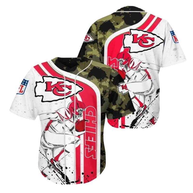 Kansas City Chiefs Camouflage Player 3D Baseball Jersey