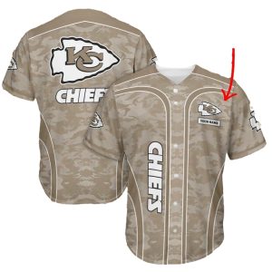 Personalized Kansas City Chiefs Camouflage Spirit Baseball Jersey