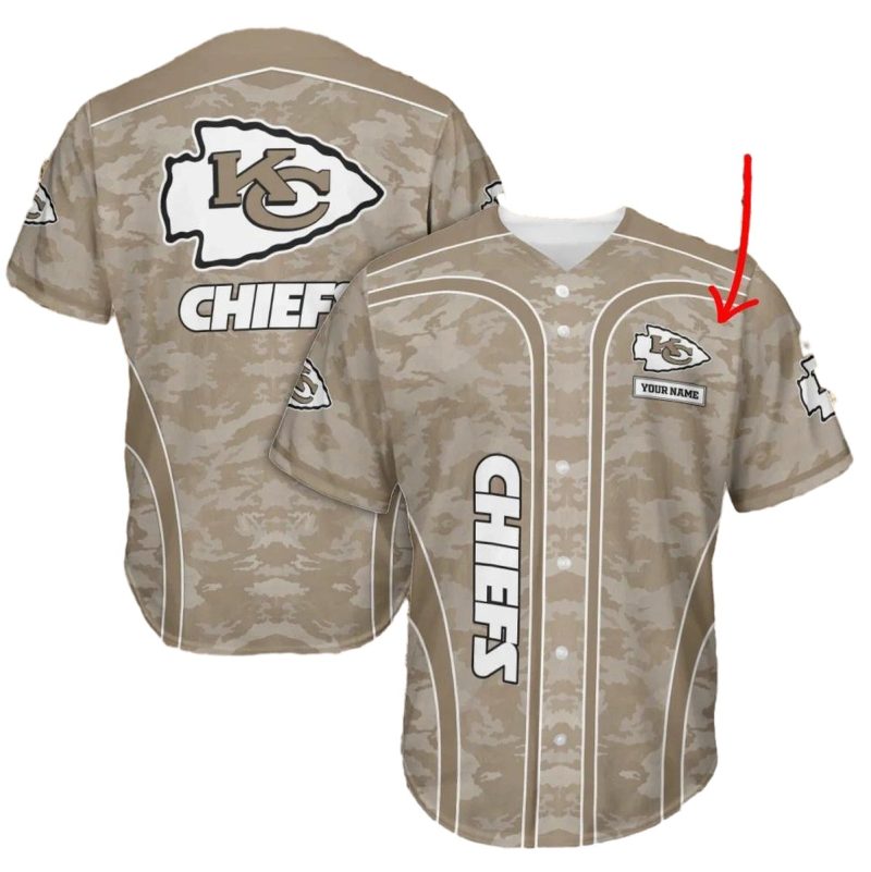 Kansas City Chiefs Camouflage Spirit Custom Baseball Jersey