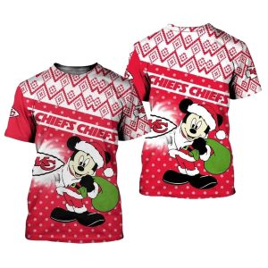 Kansas City Chiefs Christmas Mickey Santa AOP Shirt