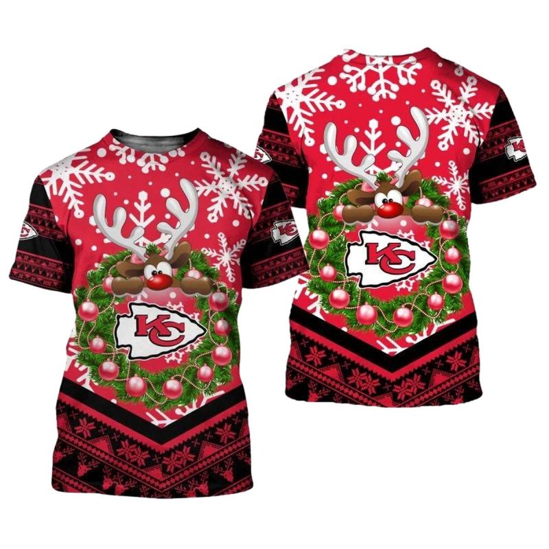 Kansas City Chiefs Christmas Reindeer Limited Edition Unisex T Shirts Nla0297106 Wfsss