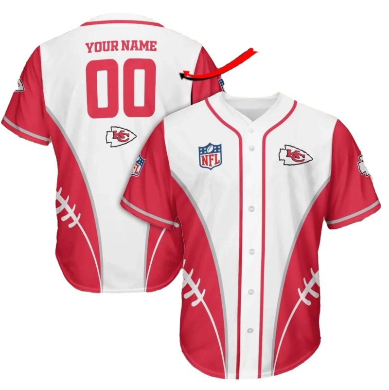 Kansas City Chiefs Classic White Custom Baseball Jersey