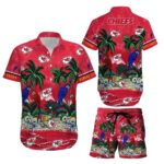 Kansas City Chiefs Graphic Printed Unisex Coconut Tree Parrot Hawaiian Shirt