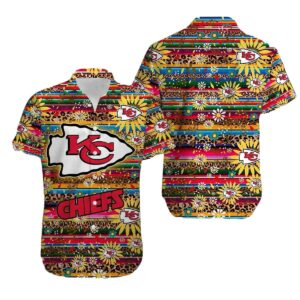 Kansas City Chiefs Unisex Graphic Hawaiian Shirt with Colorful Palm Leaves