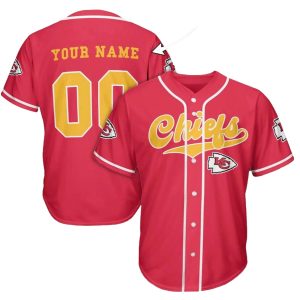 Personalized Kansas City Chiefs Script Red Baseball Jersey