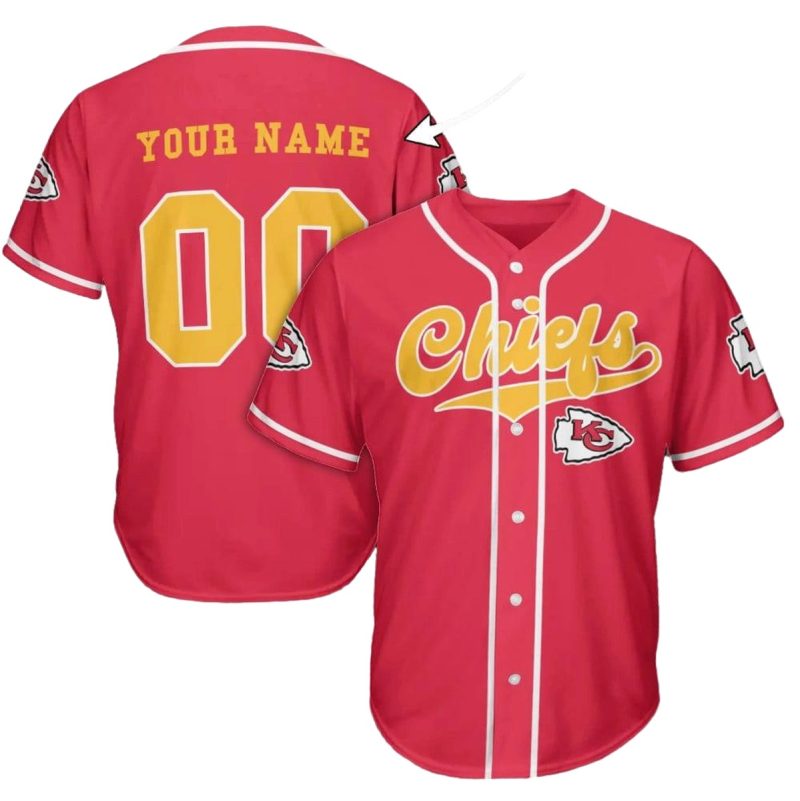 Kansas City Chiefs Custom Script Baseball Jersey