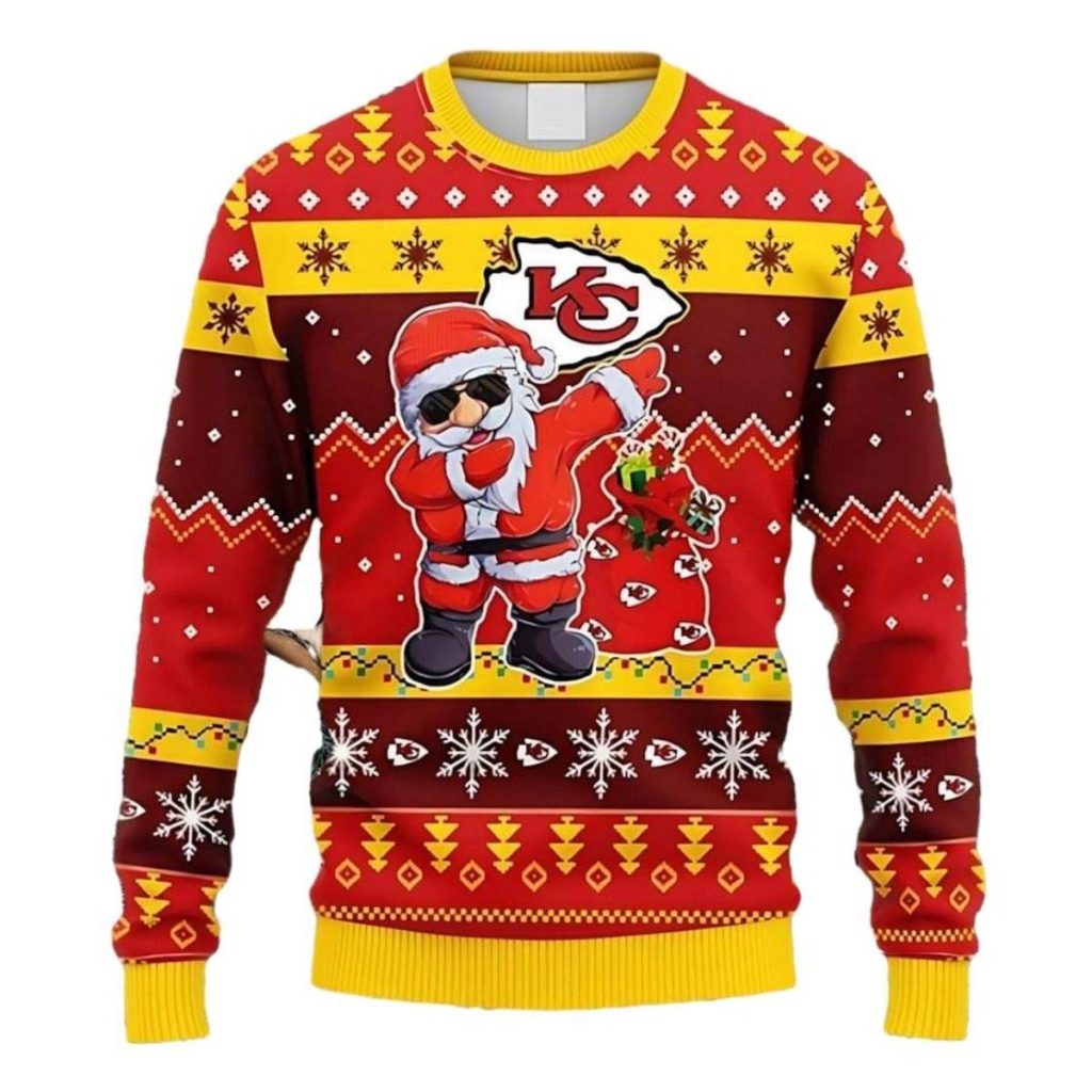 Kansas City Chiefs Dabbing Santa Claus Christmas Ugly Sweater