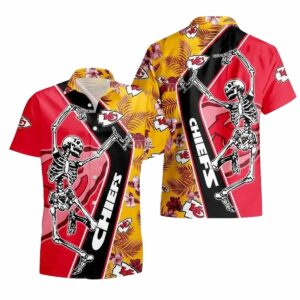 Kansas City Chiefs Graphic Dancing Skull Unisex Hawaiian Shirt