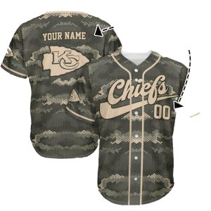 Personalized Kansas City Chiefs Desert Camo Baseball Jersey