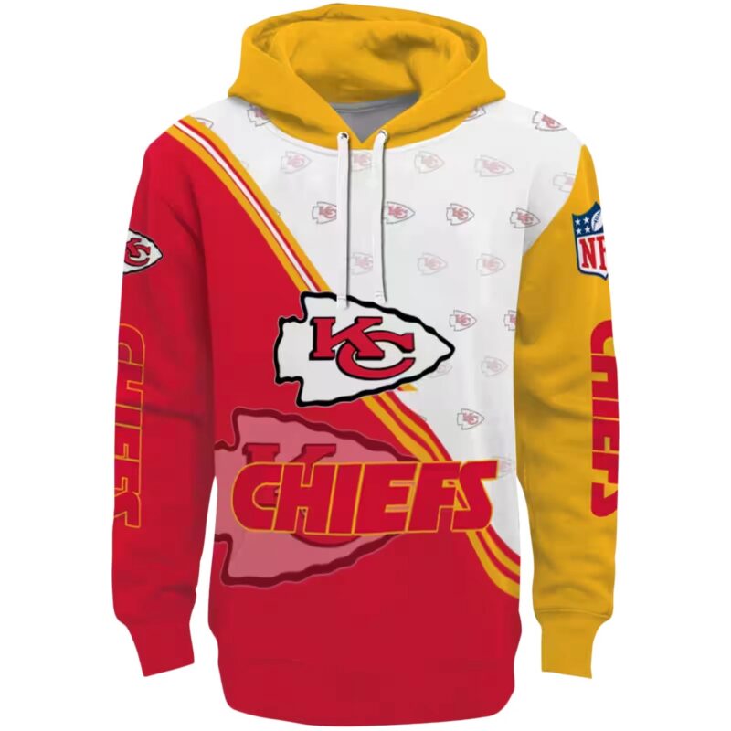 Kansas City Chiefs Diagonal Stripe Red White Hoodie Best Selling 1.Jpg