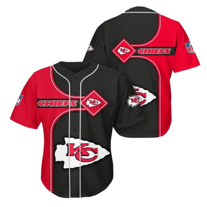 Kansas City Chiefs Diamond Grid 3D Baseball Jersey