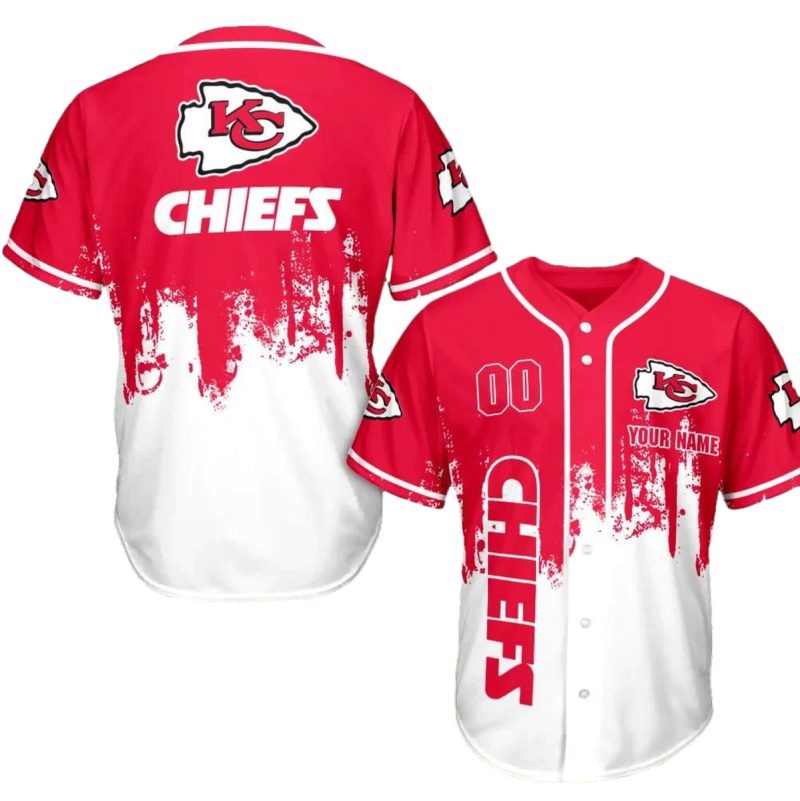 Kansas City Chiefs Drip Fade Custom Baseball Jersey