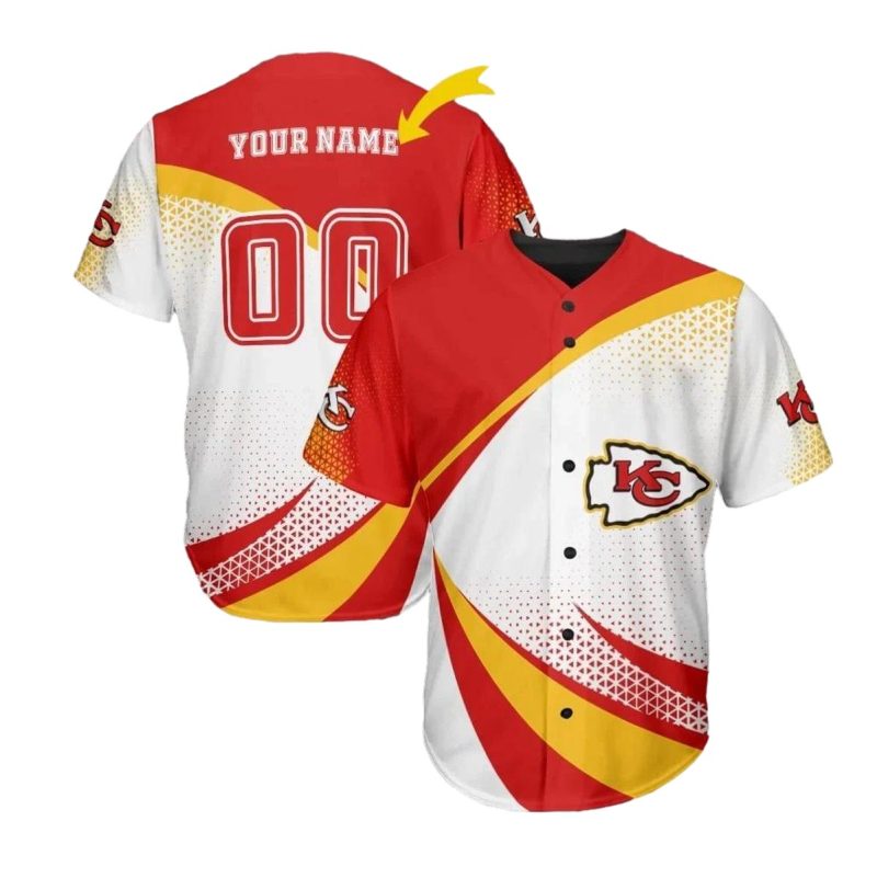 Kansas City Chiefs Dynamic Swirl Custom Baseball Jersey