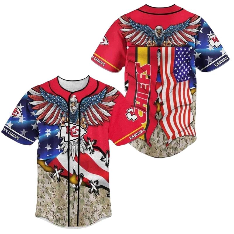 Kansas City Chiefs Eagle American Flag Baseball Jersey