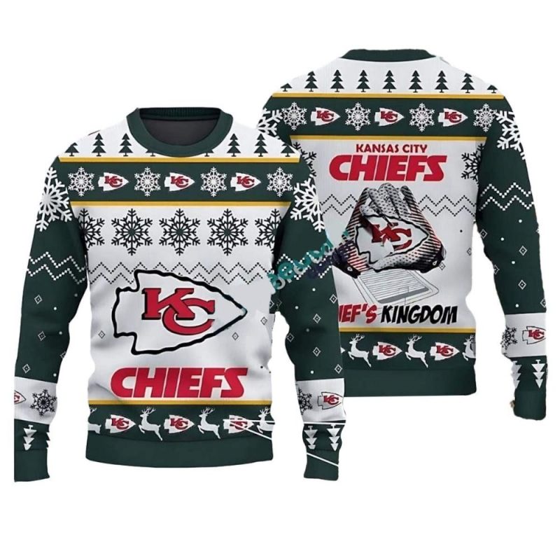 Kansas City Chiefs Fans Logo Snowflake Pattern Green Ugly Christmas Sweater