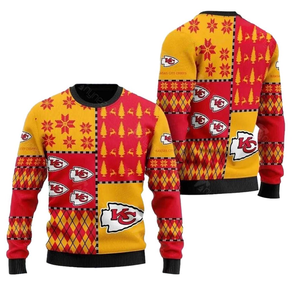 Kansas City Chiefs Festive Patchwork Ugly Christmas Sweater