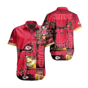 Kansas City Chiefs Graphic Printed Unisex Fierce Skull Hawaiian Shirt