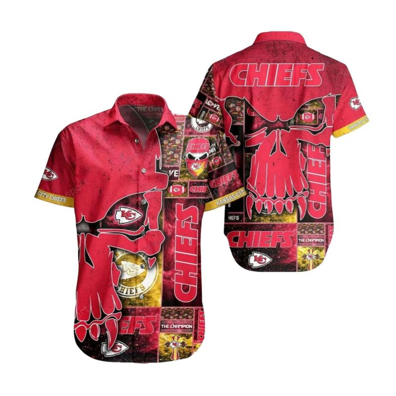 Kansas City Chiefs Fierce Skull Hawaiian Shirt 1536X1536 1