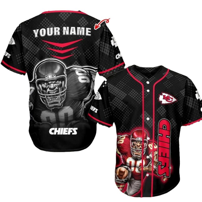 Kansas City Chiefs Fierce Warrior Custom Baseball Jersey