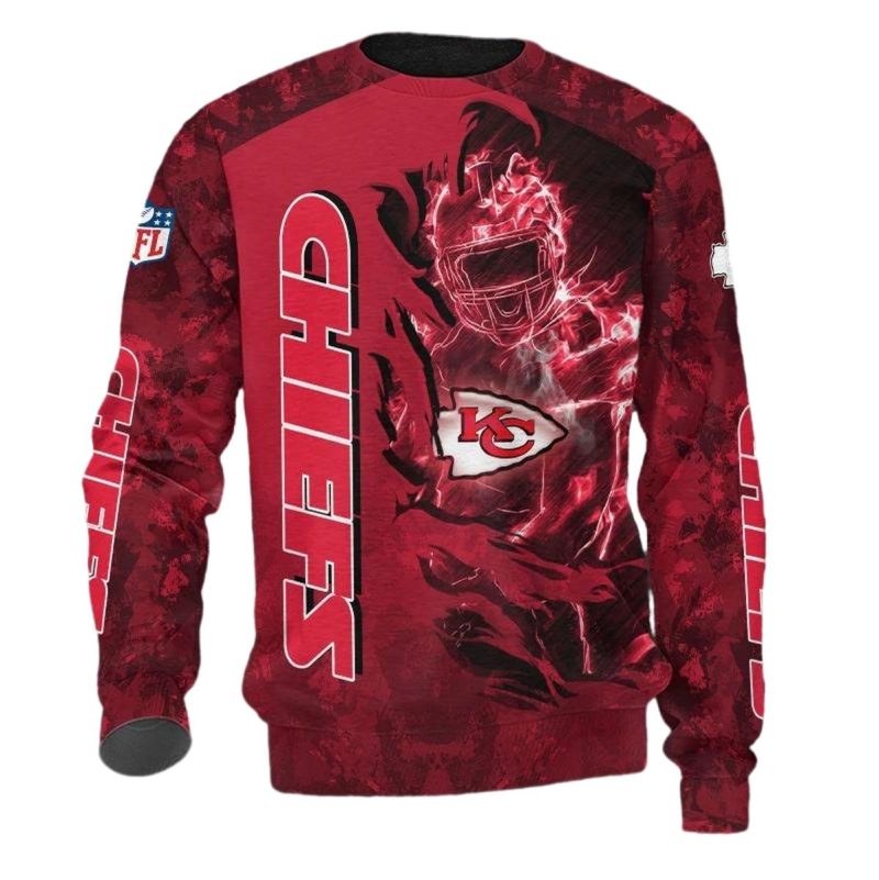 Kansas City Chiefs Fiery Player 3D Sweatshirt