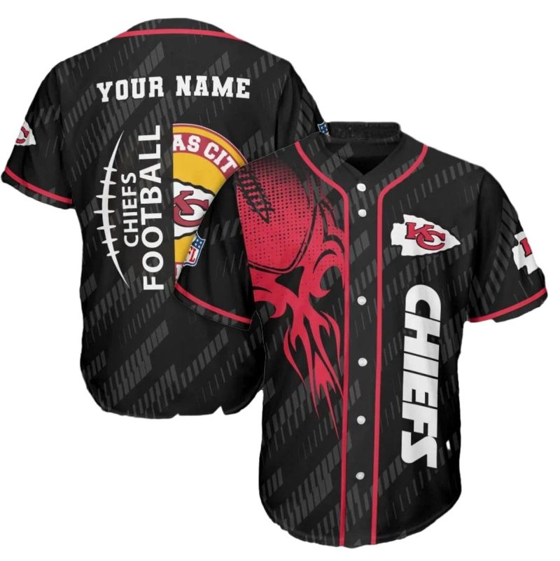 Kansas City Chiefs Fireball Football Custom Baseball Jersey