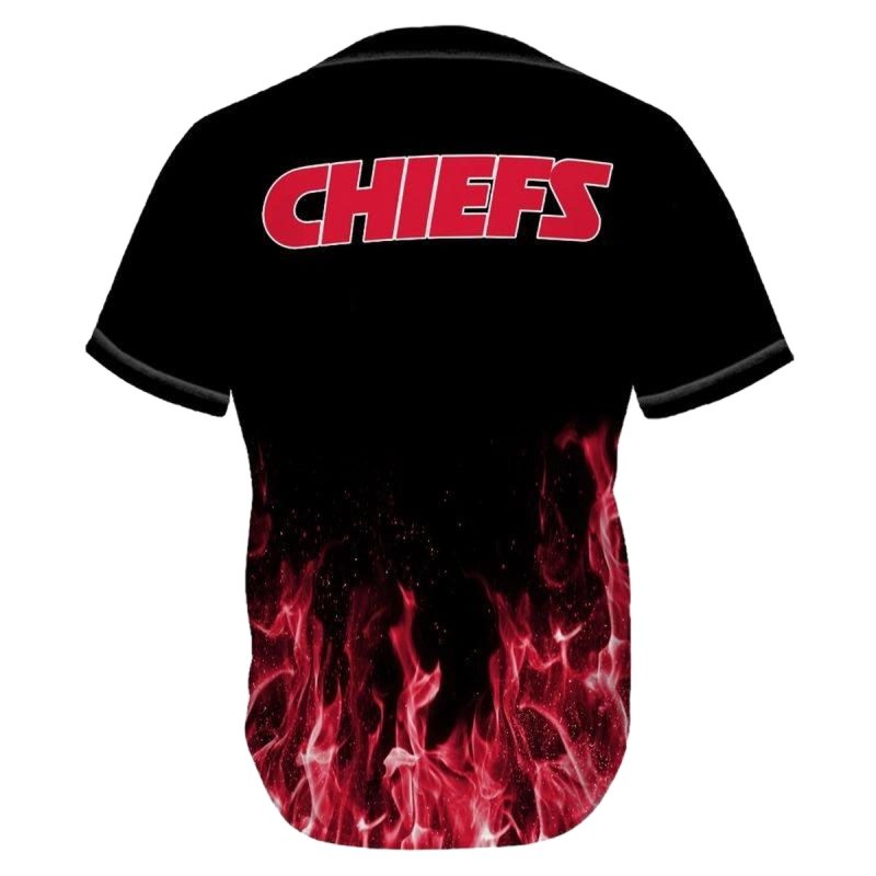 Kansas City Chiefs Flame Pattern Baseball Jersey Back