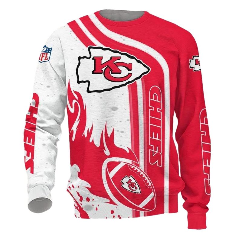Kansas City Chiefs Flaming Football 3D Sweatshirt