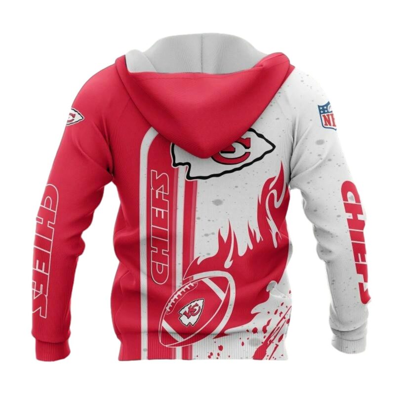 Kansas City Chiefs Flaming Football White And Red Hoodie Back.jpg