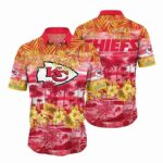 Kansas City Chiefs Retro Floral Palm Leaves Hawaiian Shirt Unisex Graphic Tee