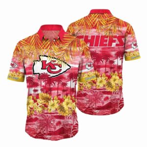 Kansas City Chiefs Retro Floral Palm Leaves Hawaiian Shirt – Unisex Graphic Tee