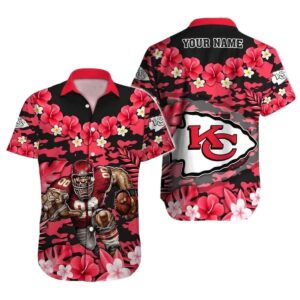 Kansas City Chiefs Floral Mascot Hawaiian Shirt – Unisex Graphic Tee