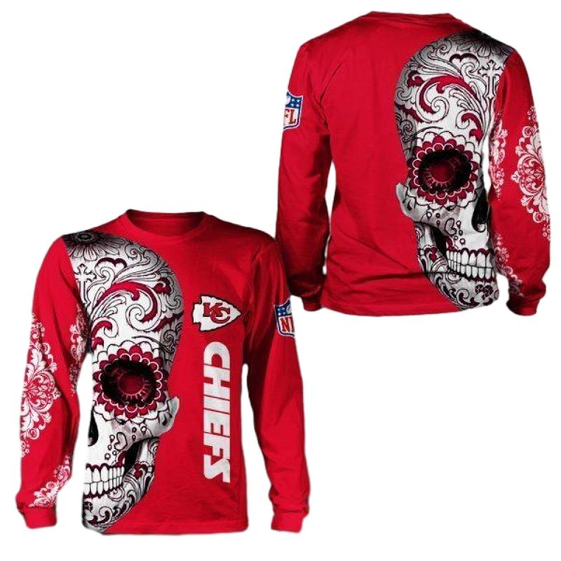 Kansas City Chiefs Floral Skull All Over Print 3D Sweatshirt Dm37648016950 K8W2S