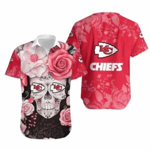 Kansas City Chiefs Floral Sugar Skull Graphic Hawaiian Shirt – Unisex
