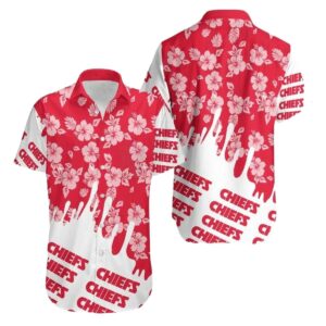 Kansas City Chiefs Red White Hibiscus Graphic Hawaiian Shirt - Unisex