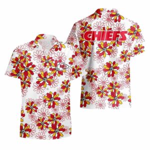 Kansas City Chiefs Graphic Hawaiian Shirt with Palm Flower Print – Unisex