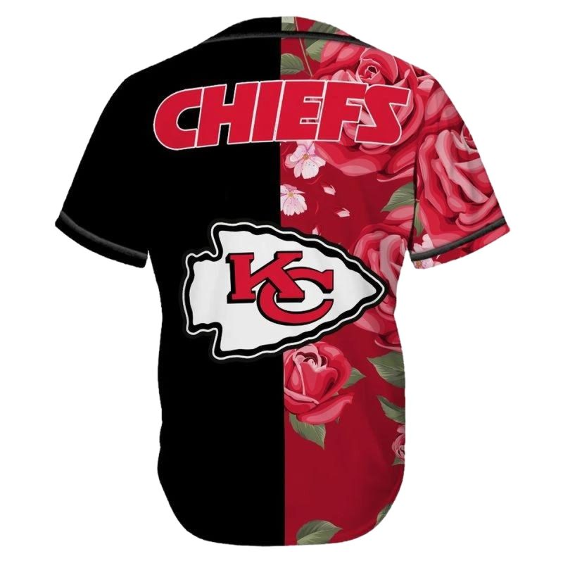 Kansas City Chiefs Flowers Pattern Baseball Jersey Back