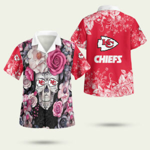 Kansas City Chiefs Skull Flowers Hawaiian Shirt – Unisex Graphic Tee