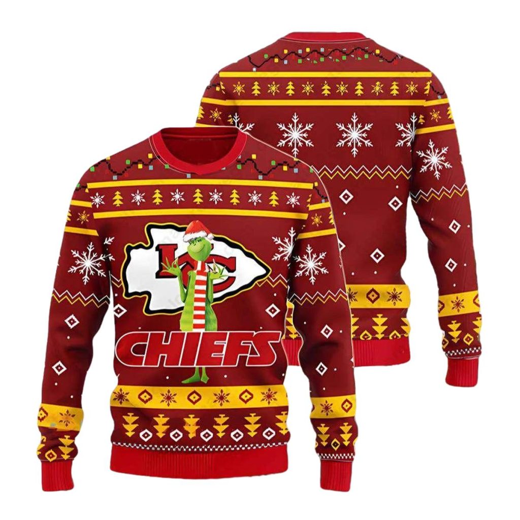 Kansas City Chiefs Funny Grinch Nfl Ugly Christmas Sweater