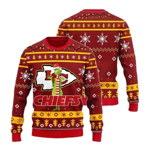 Kansas City Chiefs Funny Grinch Red Pattern Ugly Sweater