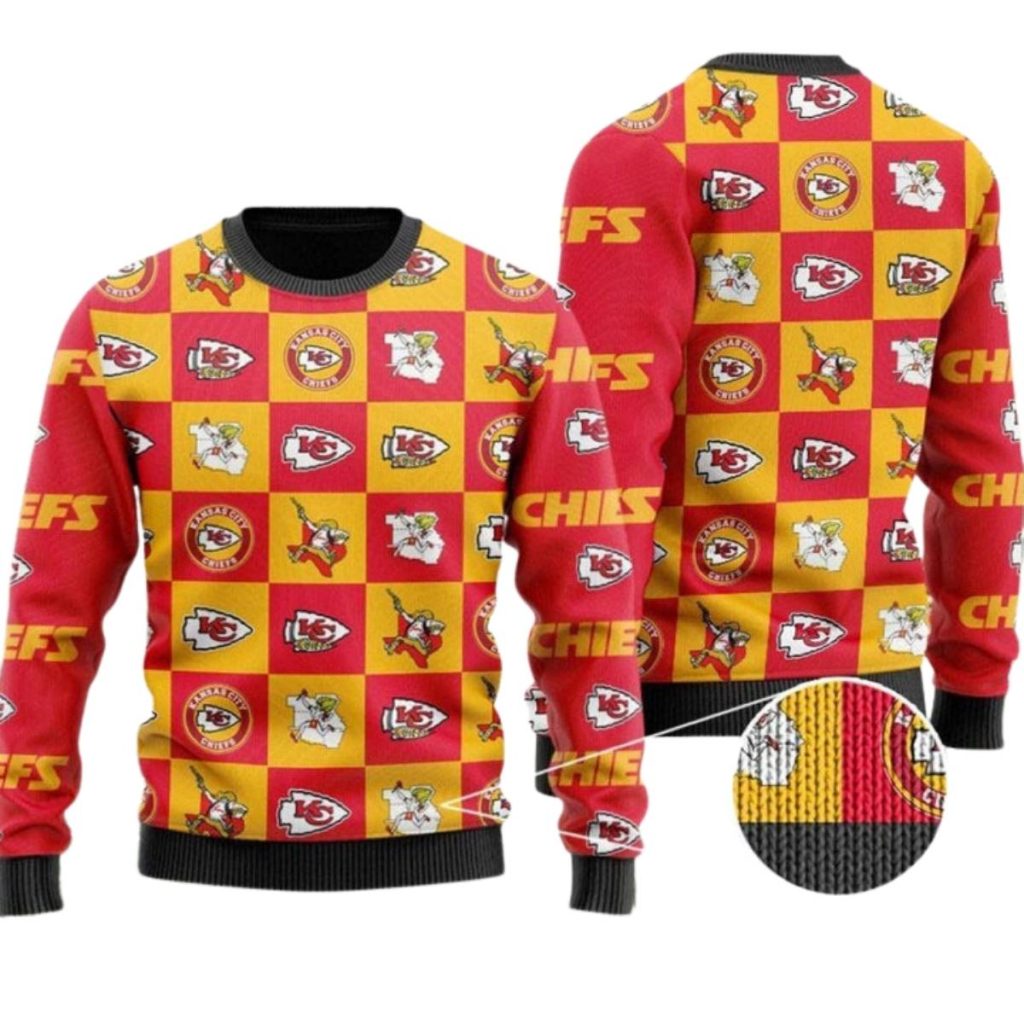 Kansas City Chiefs Game Day Patchwork Ugly Christmas Sweater