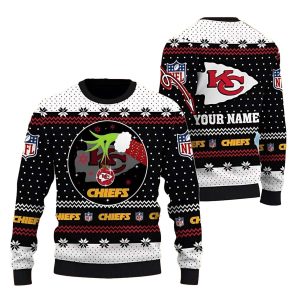 Personalized Kansas City Chiefs Grinch Hand Ugly Sweater
